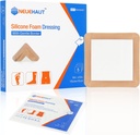 Silikónová pena oblečená jemným adhezívnym okrajom 6'x6', Bed Sore Pressure Ulcer Leg Ulcer Silikónová rana, vysoká absorbencia vodeodolná, 5 balení NeueHaut