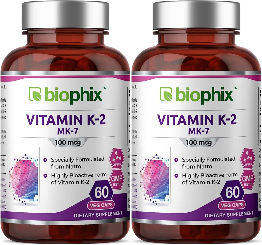 biofilx Vitamín K2 MK-7-100 mcg 60 V caps 2 balenie - podporuje silné kosti Imunitné zdravie