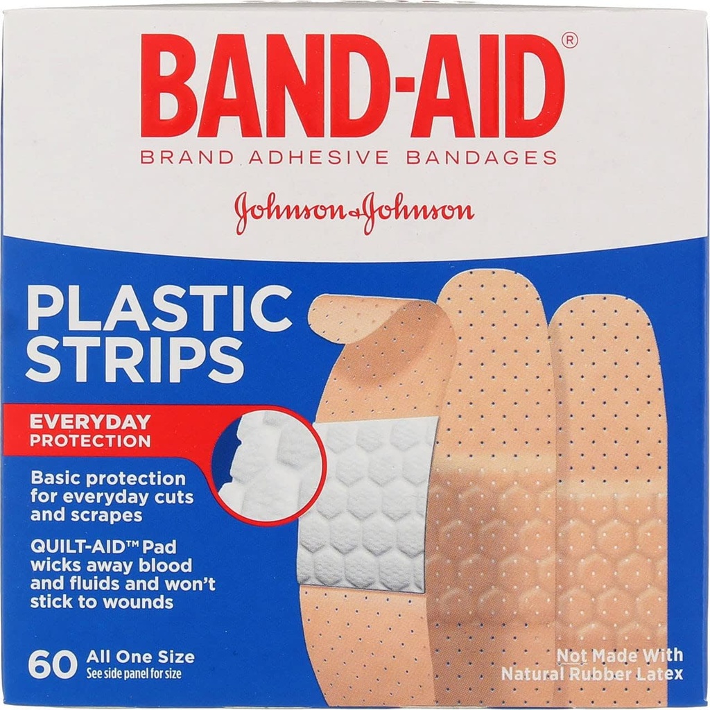 BAND-AID® Značka TRU-STAYTM Plastové pásy Všetky jedna veľkosť, 60 Počet
