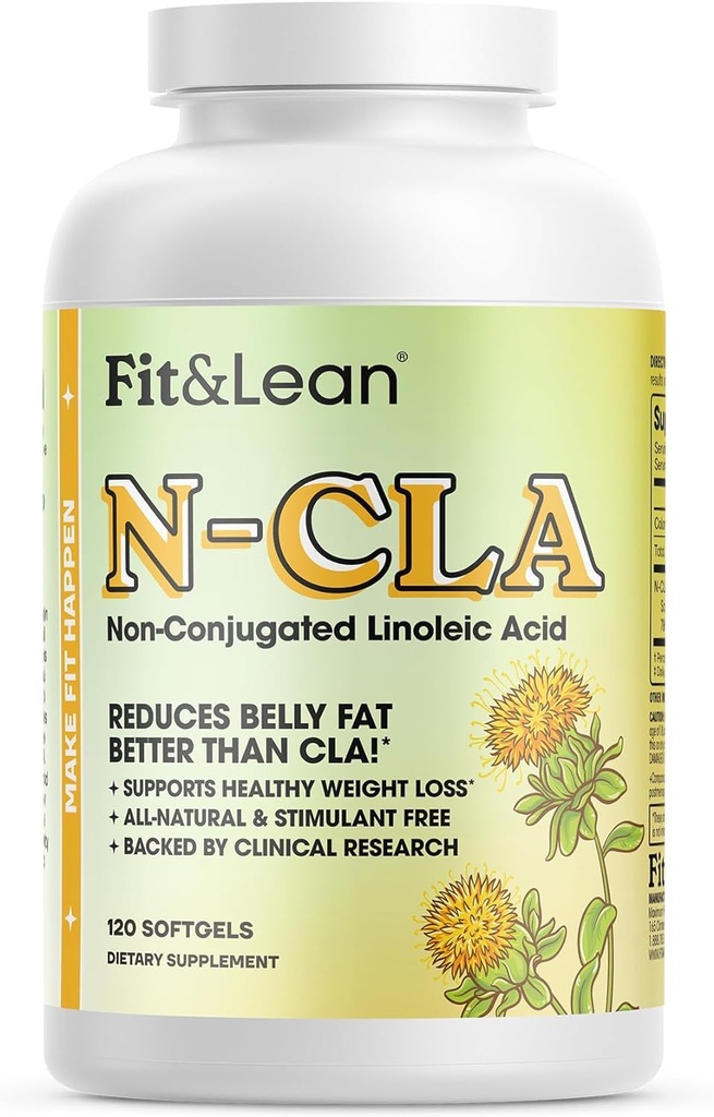 Fit & Lean N-CLA, Chudnutie doplnok, Redukuje Belly tuk lepšie ako CLA, Boost Metabolizmus, podporuje Lean svalovej hmoty, stimulant bez, Non Konjugated kyseliny linolovej, 120 Servings (Backaging May Vary)