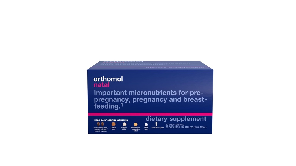 Orthomol Natal, Natal Supplement, podporuje zdravie pre-Tehotenstvo, Tehotenstvo, a dojčenie, Tablety a kapsule Supplement, 30 Počet (Pack of 1)