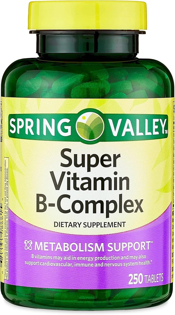 Konvergencia Jar Valley Super vitamín B-komplexné tablety Diétne doplnky, 250 grófMetabolizmus Podpora* Dietary Supplement