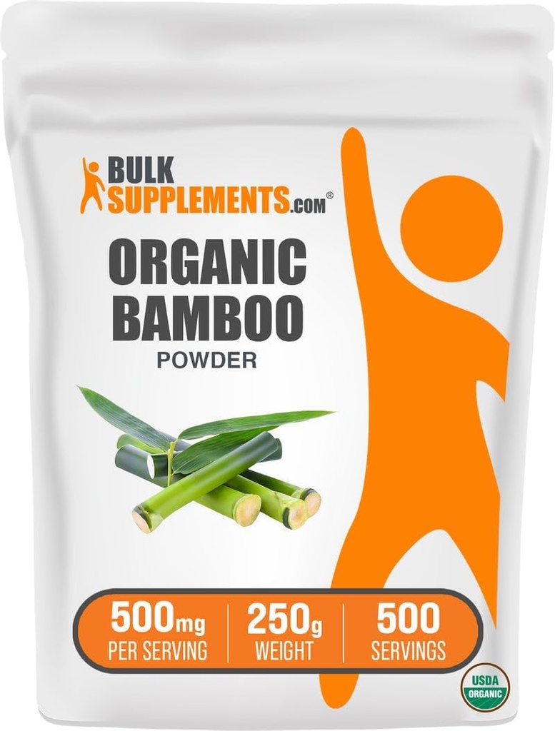 BulkSupplementments.com Organický bambusový prášok - Silica Supplements, Bambusové doplnky - bezlepkové, 500 mg na servírovanie, 250g (8.8 oz) (Pack of 1)