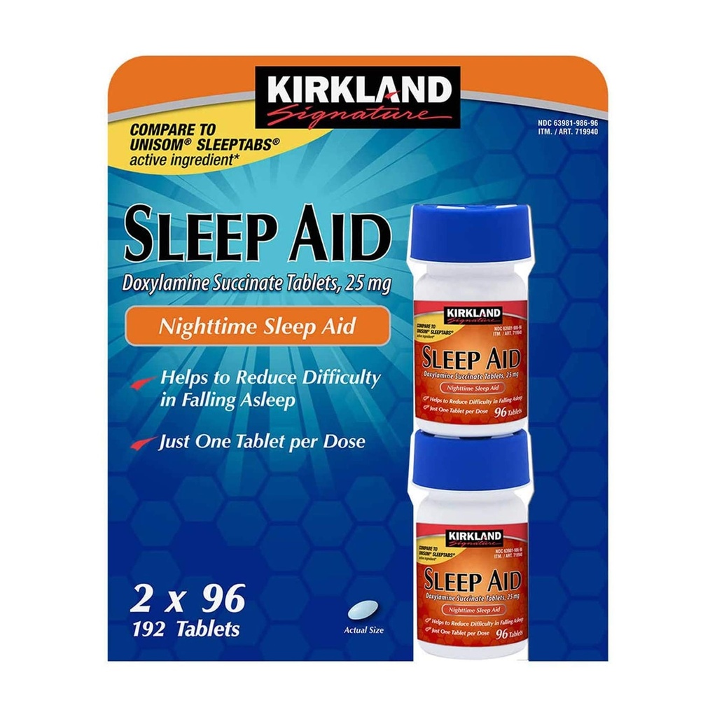 Kirkland Sleep Aid Doxylamine Sukcinát 25 mg 192 tabliet