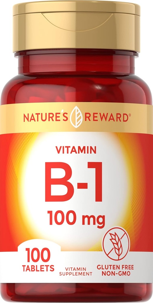 Vitamín B1 100 mg (Thiamine) - 100 gróf - Vegetarián, non-GMO a Gluten Free Supplement - podľa prírodnej odmeny
