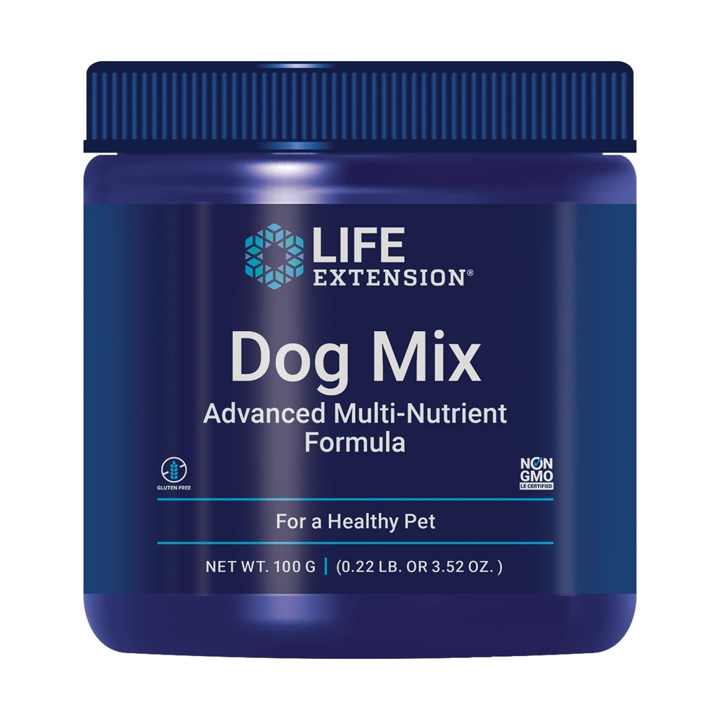 Life Extension Dog Mix, Psie vitamíny a doplnky, probiotiká, L-karnitín, B12, kyselina listová, vitamín C, vitamín E, rozmarín, živina Absorpcia, lepidlo bez, non-GMO, 60 Servings