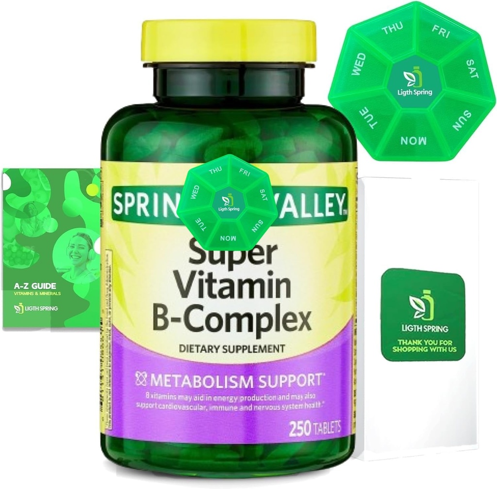 Super vitamín B-komplexné tablety 250 + jarný Super vitamín B-komplexné tablety Diétne doplnky Bundle Exkluzívne lepšie Ligth & Spring Guide