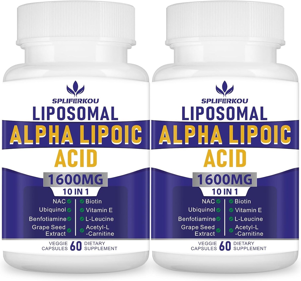 Lipozomálna Alpha Kyselina lipoová 1600mg per Serving, Alpha Acid Nutritional Supplements for Antioxidant Health,Energy and Metabolizmus-Gluten Free&Non GMO 120 Kapsule