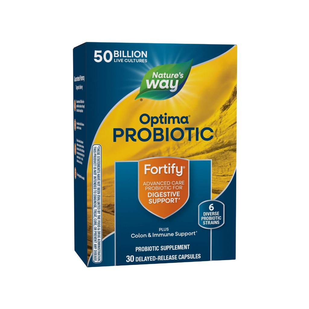 Cesta prírody Fortify Optima Probiotiká pre mužov a ženy, 50 miliárd živých kultúr, 6 kmene, Podpora Tráviace a imunitné zdravie*, 30 Kapsule (Backaging May Vary)