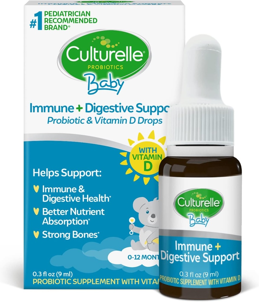 Culturele Baby Probiotic + Vitamín D Grow & Thrive kvapky, 0.30 oz, Infant Probiotiká Supplement, podporuje vývoj zdravia