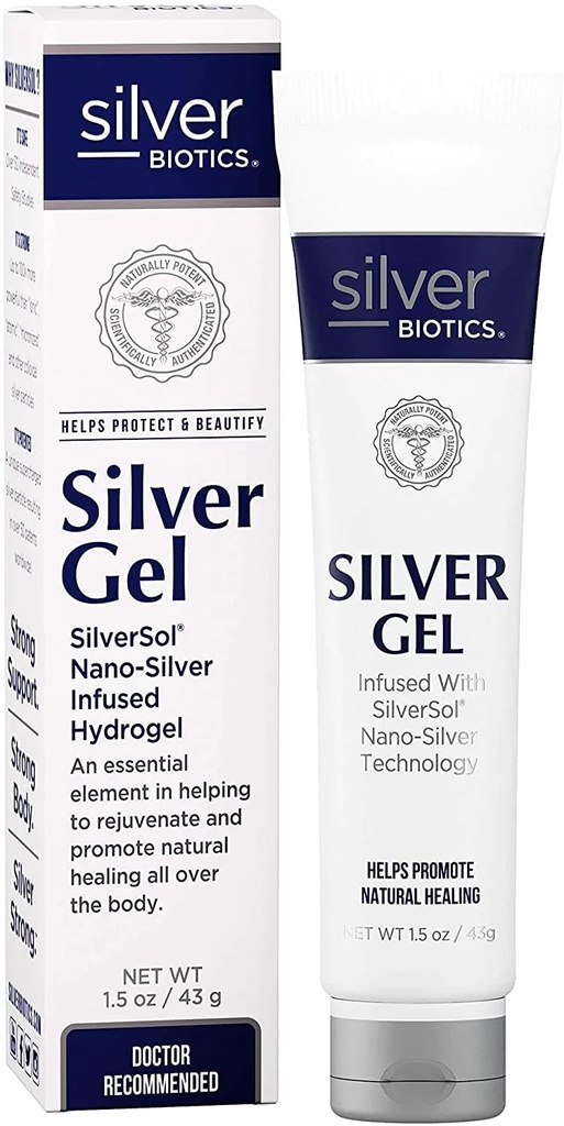 American Biotech Labs Silver Biotics Patented Multivalentné SilverSol 20 PPM Upokojujúce kože Gel 