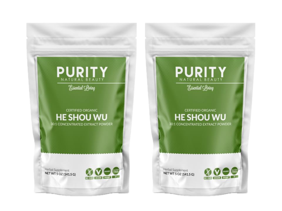Certified Organic He Shou Wu - Veľký 5oz Vak 30:1 Koncentrovaný-Fo-ti - Organické Foti Extract- Foti He Shou Wu Organic (Pack of 2-10 Ounces)