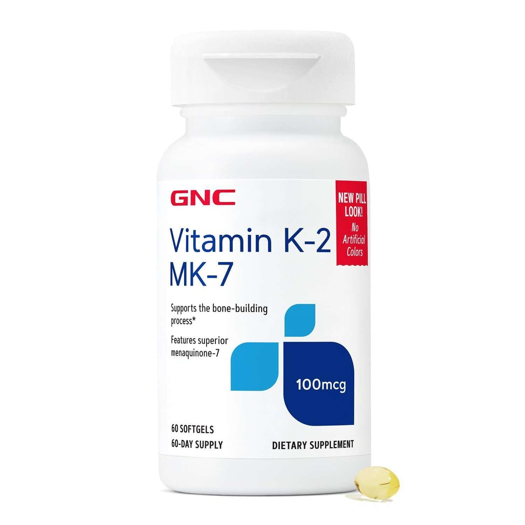 GNC vitamín K-2 100mcg, podporuje proces tvorby kostí, 60 softgelov
