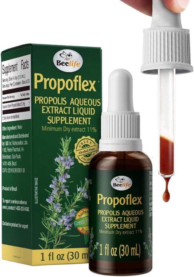 Včela Propoflex Green Propolis Extract - No alkohol Bee Propolis Tincture, High Artepillin-C Levels - Antioxidant-Rich Liquid Supplement for Wellness - Natural & Kosher - Made in Brazil, 1 Fl. Oz.