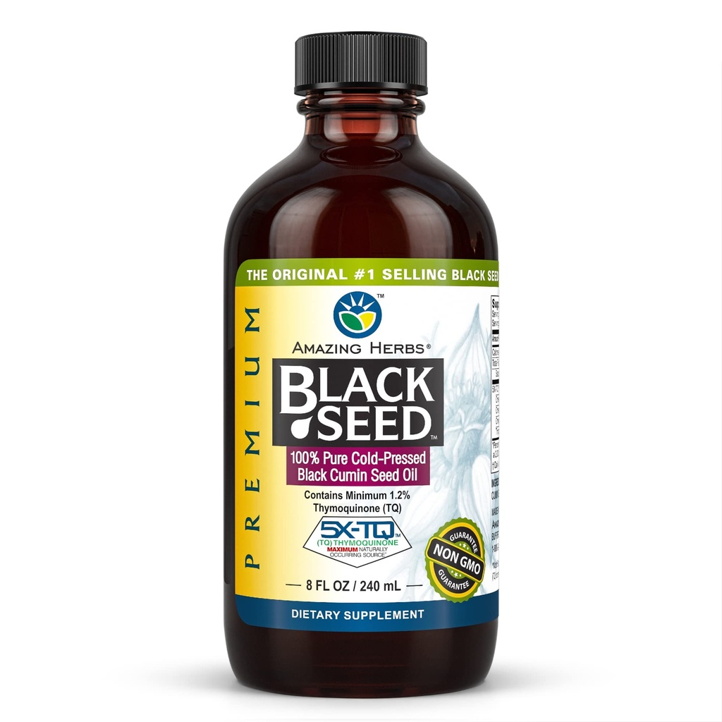 Amazing byliny Premium Black Seed Oil - Gluten Free, Non GMO, Cold Pressed Nigella Sativa Aids in Digestive Health, Immune Support, Brain Function - 8 Fl Oz