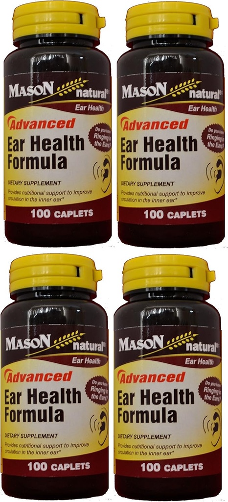 Mason Natural Advance Ear Health Formula Bioflavonoids Plus 100 Caplets per fľaša Balenie 4 Celkom 400 Caplets