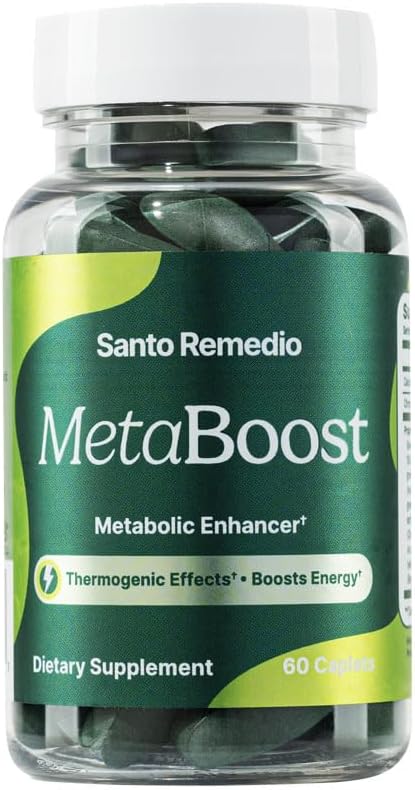 Santo Remedio MetaBoost, Dietary Supplement, Metabolic Enhancer, Poskytuje Thermogenický účinok, zvyšuje kalórií pálenie, Zelený čaj (Thermogénny), Chróm a vápnik, 60 tabliet, Vegetarián