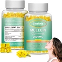 2 Balíček Mullein Gummies - Mullein Leaf Extract pre Pľúca,Lung Detox Čistiť pre fajčiarov,Mullein Lung Support Supplement for Immune Support,Mucus Relief,120 Cukor zdarma Vegan Gummies