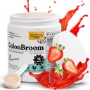 ColonBroom Psyllium Husk Powder (Jahoda) - Kolón očistiť pre Bloating Relief & Gut Health - Colon Broom Fiber Powder Drink - Vegan, Gluten Free, Non-GMO Fiber Powder Supplement, 60 Servings