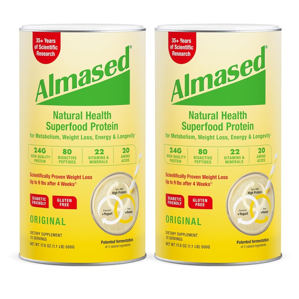Almased Meal Replacement Shake - Low-Glycemic High Plant Base Protein Powder- Nutritional Weight Health Suplement - Original Flavor - 17.6 oz