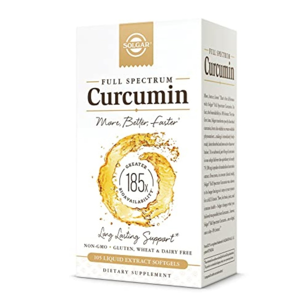 Solgar Full Spectrum Curcumin - 105 LiCaps - Superior Absorbcia - Mozog, Spoločné a imunitné zdravie - Vegan, Gluten-free, Non-GMO, Dairy Free - 105 Servings