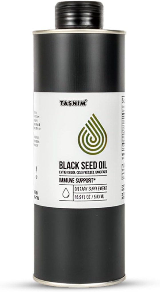 100% Etiópsky olej z čiernych semien 16.9 Fl Oz - olej z čiernych semien na imunitnú podporu so studeným lisovaním, vysoká potencia 5,7% - 21% Thymochinónová koža, vlasy a Overll Health - Nerafinovaný olej z čiernych rascov - bez lepidla