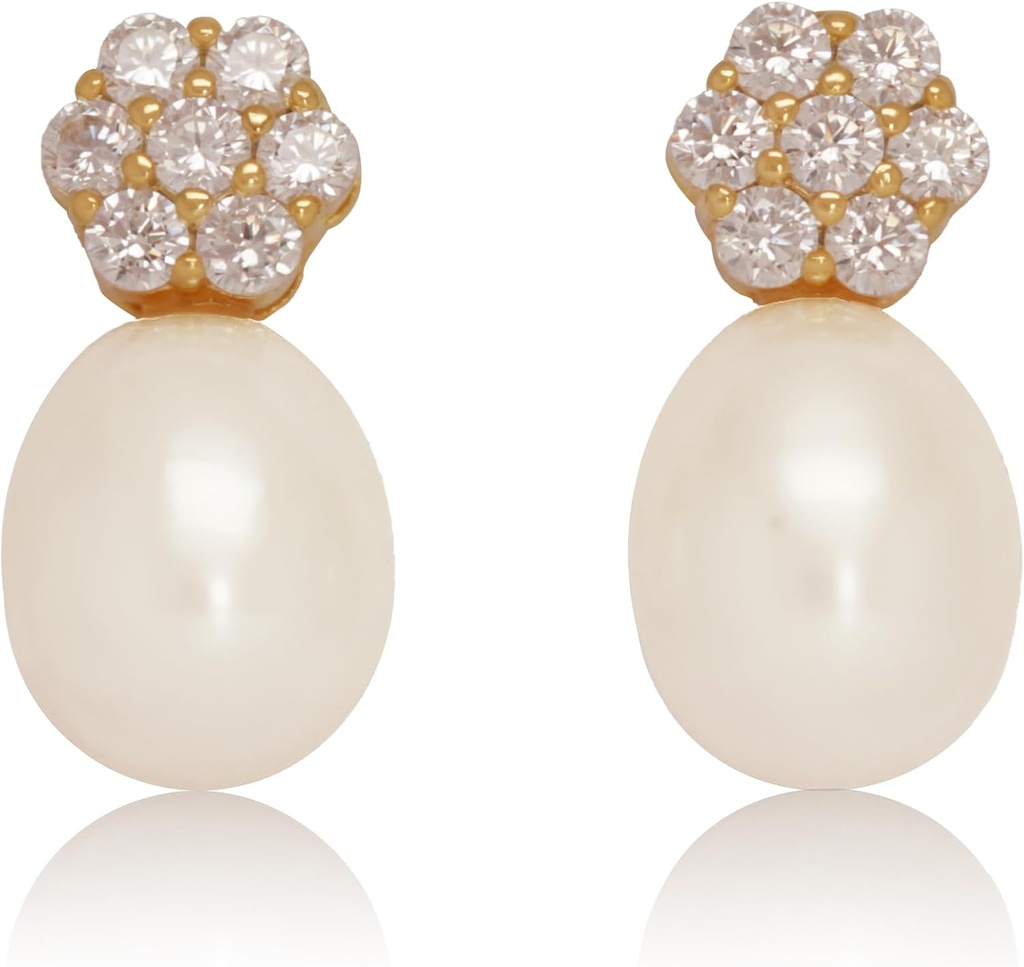 18K zlato plátovaný Sterling Silver Stud Ružové Pearl Drop Náušnice
