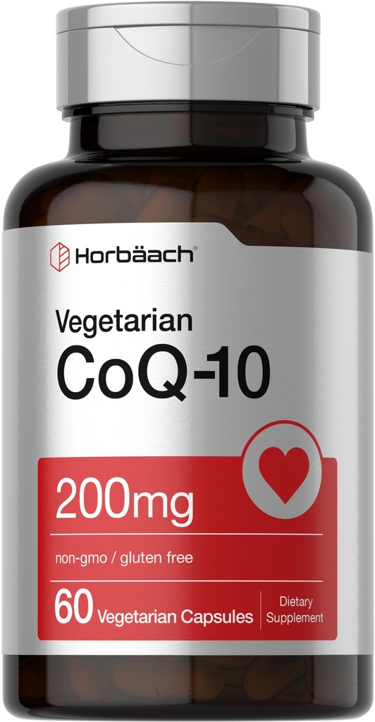 Horbäach CoQ10 200mg | with Black Pepper Extract | 60 Capsules | Vegetarian, Non-GMO, Gluten Free Supplement