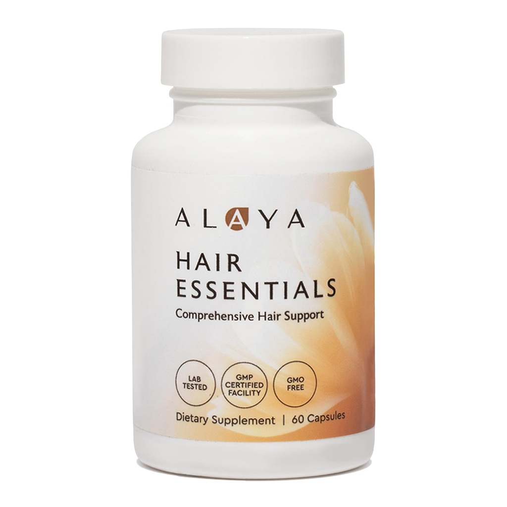 Alaya vlasy Essentials - Vlasy doplnok s biotínom, keratín, kyselina listová, vitamín B12, B6 - Lab tested - Gluten Free - 30 dní dodávky