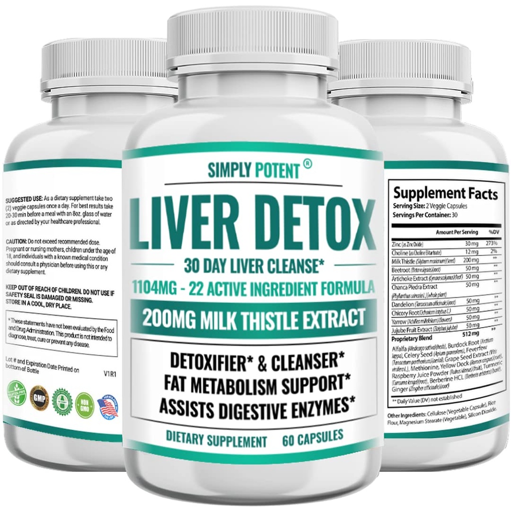 Pečeň Cleanse Detox & Repair Supplement, Artičoky extrakt Pečeň Zdravie Formula w 22 Byliny na podporu pečene, Pečeň Detox Cleanse Pills - Mlieko Púpava púpava Turmerica zázvor zázvorový zinok, 60 Kapsule