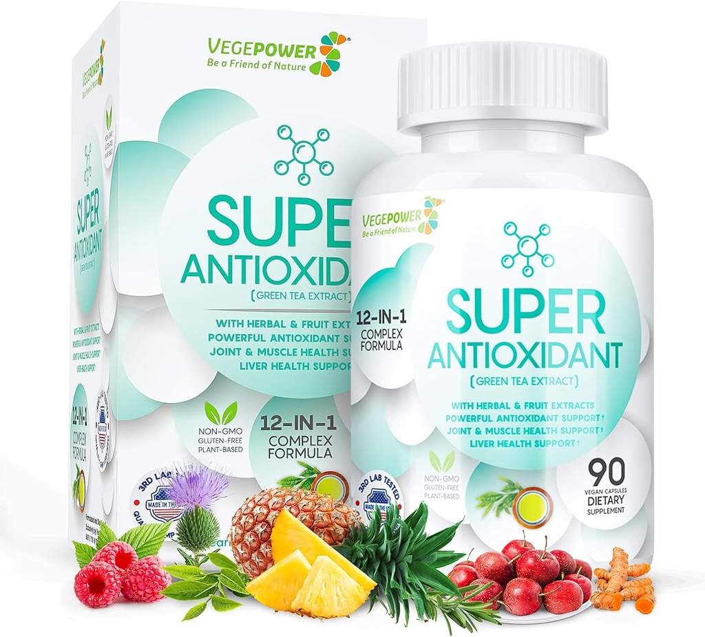 Extrakt zo zeleného čaju s hroznovým semenom, mliečny bodkovač - Antioxidant a imunitný doplnok, výkonný bylinný extrakt Blend - Podpora starostlivosti o pleť, bez lepku, non-GMO - 90 Vegan Kapsule