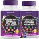 Resveratrol Berberine Grape Seed Extract Quercetin - Polyfenol Supplement with Noni Extract, N-Acetyl Cysteine, Acai Extract - Made in The USA - 120 Kapsule