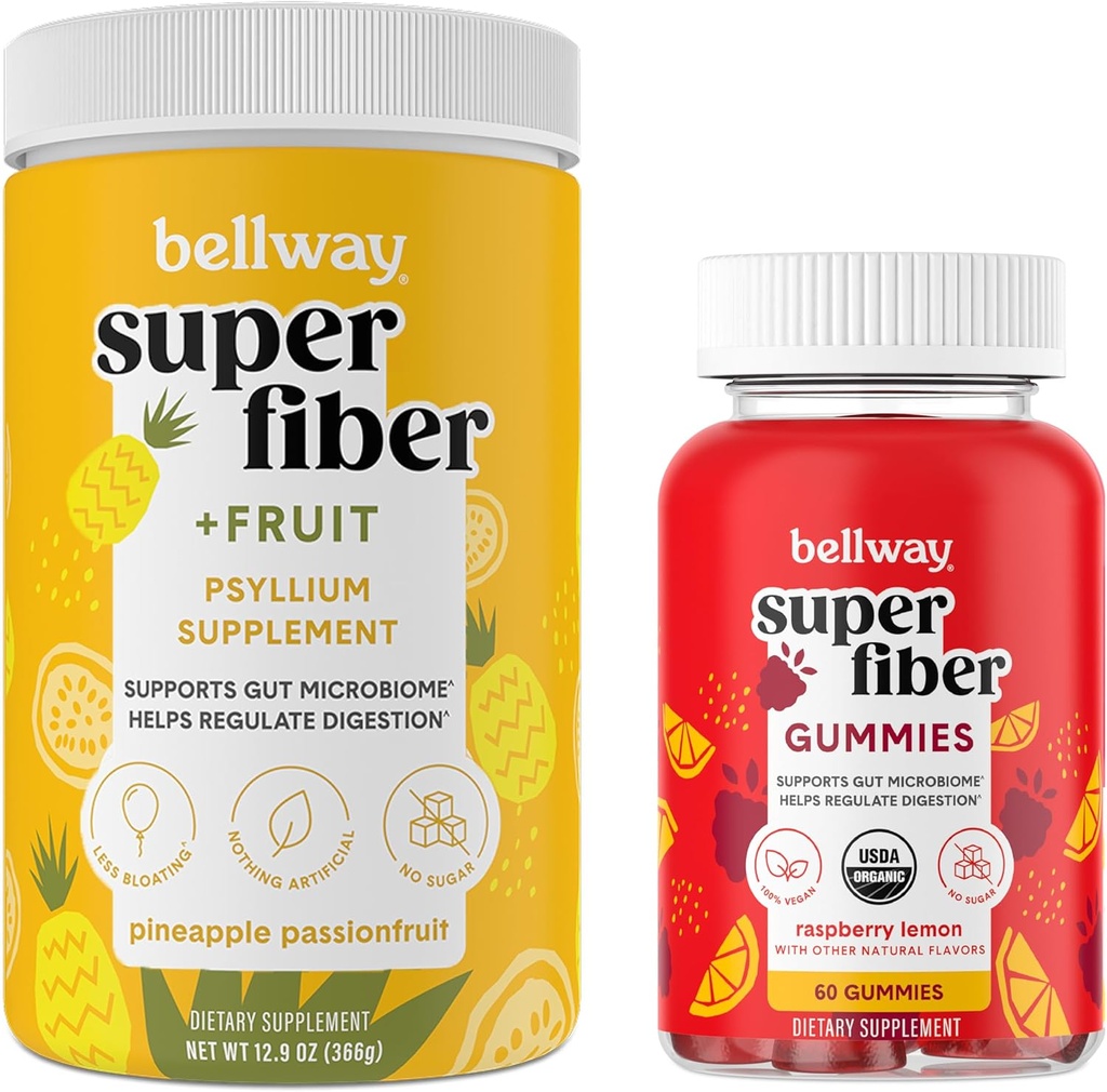 Bellway Super Fiber Powder + Ovocie, Ananás Passion Fruit Super Fiber Gummy Bundle