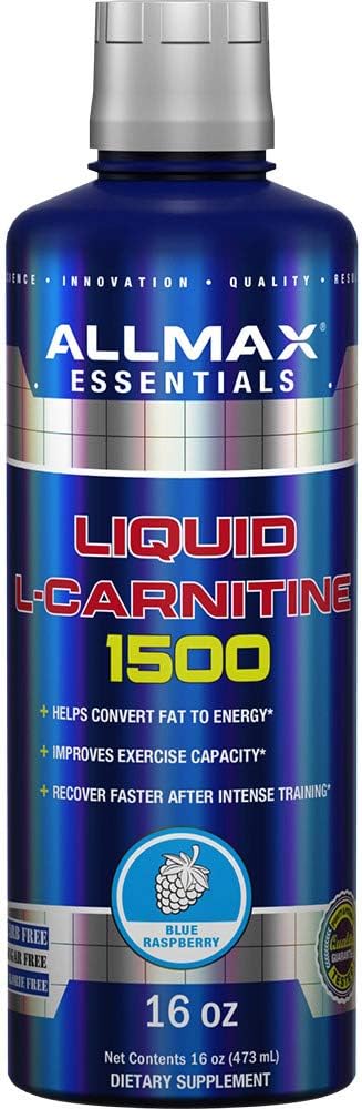 ALLMAX Nutrition Liquid L-karnitín 1500 + vitamín B5, 16 oz / 473 ml (Modrá malina)