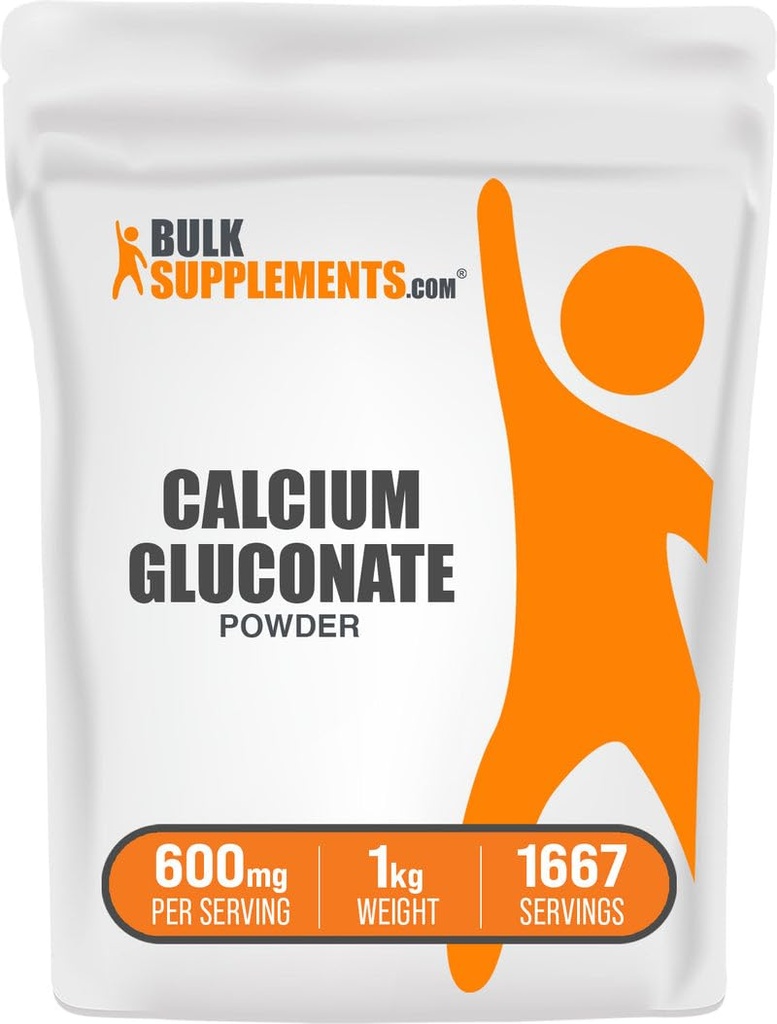 BulkSupplementments.com Glukónan vápenatý prášok - kalcium doplnok, ľahko Absorbovaný - Neochutené a bez lepidla, 600 mg na porciu, 1 kg (2,2 lbs) (Stock of 1)