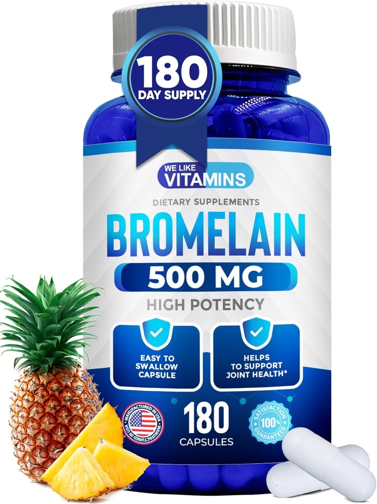Máme radi vitamíny Hypromelóza 500 mg kapsuly - 1200 GDU/Serving - Hypromelóza Doplnková látka z ananásového extraktu - Proteolytické enzýmy pre Trávenie, Absorpcia, bolesť kĺbov, svalová nevoľnosť - 180 kapsúl