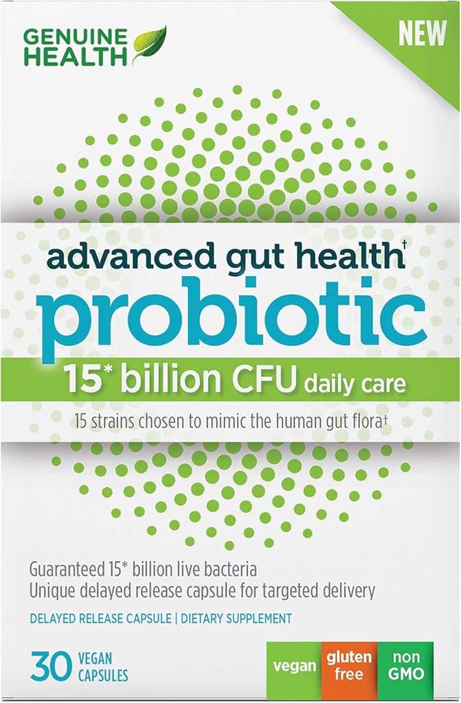 Originálne zdravie Pokročilé Gut zdravie Jemné Care Probiotiká, pomáha podporovať trávenie, Gastrointestinal & Gut zdravie, Multi-train vzorec, 30 Kapsule