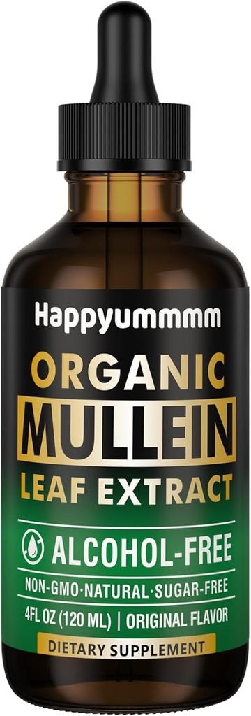 Mullein kvapky pre Pľúcne čistenie,Vegan Mullein Leaf Extract Tinture s chlorofylom, Podpora immune,Dýchacie - 4 fl oz (120 ml)