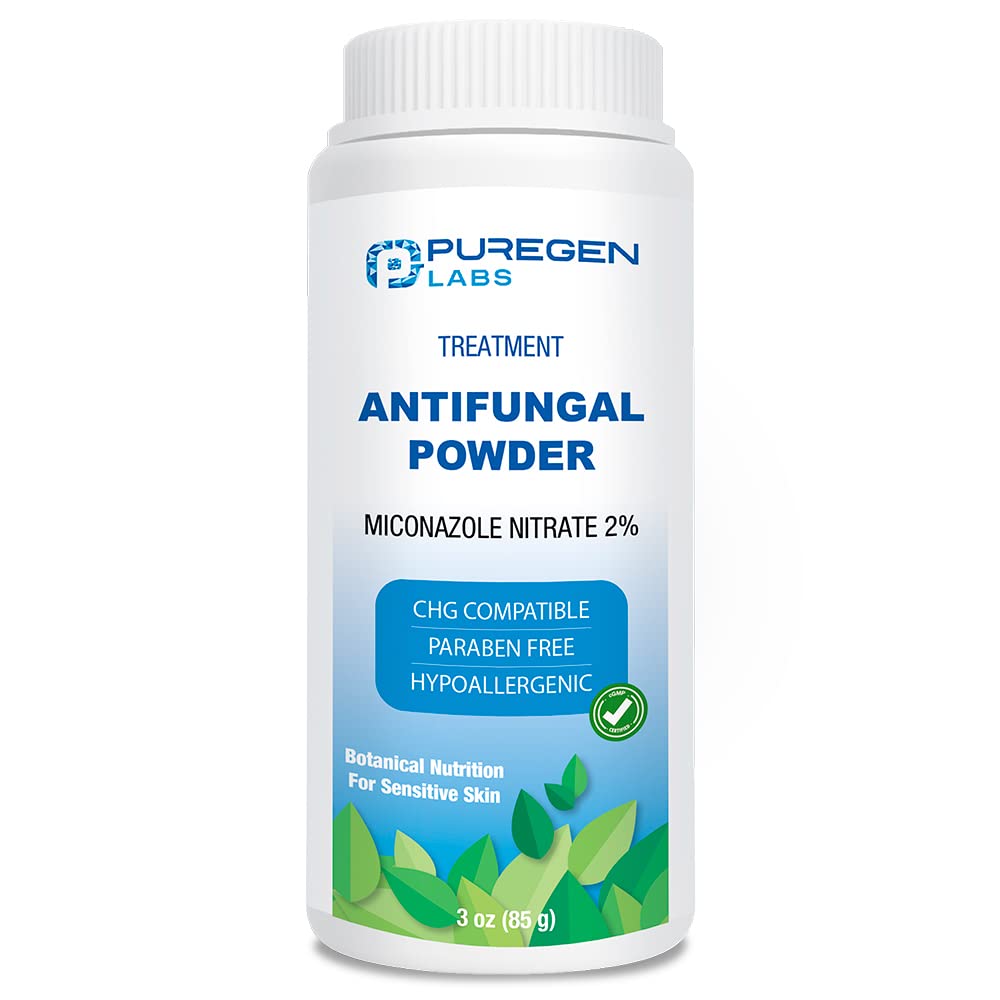 Puregen Labs Antimykotický prášok s 2% Mikonazol Nitrator na bežné plesňové infekcie vrátane atlét, Jock Itch a Ringworm, bez mastenca, 3 oz (85g)