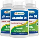 Najlepšie prírodné vitamín D3 2000 IU (50 μg) - 100 tabliet - 100 dní dodávky - Pomáha podporovať Imunitné zdravie, silné kosti a zuby, & svalová funkcia (100 počet (Stock of 3))