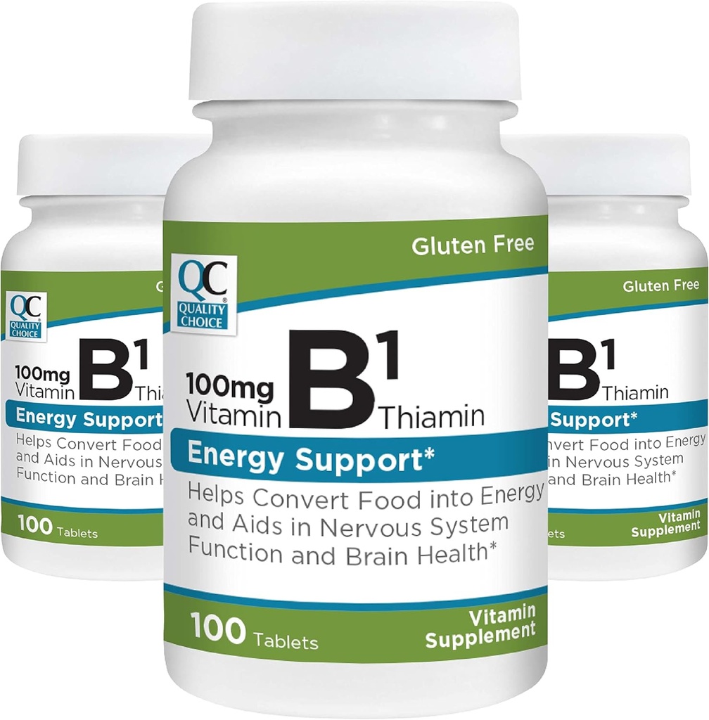 Kvalitný výber vitamín B1 tiamín 100 mg podpora energie, funkcia nervového systému, a zdravie mozgu vitamín doplnok tablety, 100 počet fliaš (3 balenia)