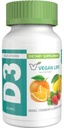 Vegan Life Nutrition - vitamín D3 Gummy pre deti a dospelých (1000 IU) - bezlepkové, bez GMO, podporuje zdravie kostí a imunitný systém - 60 Gummies