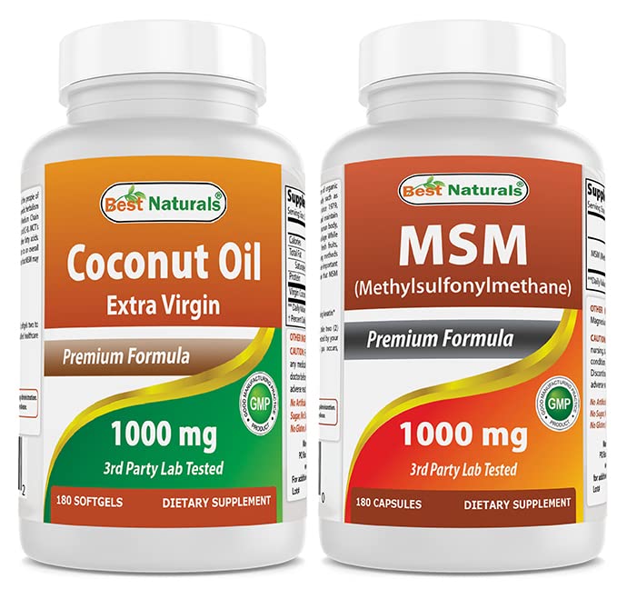 Najlepšie prírodné Extra panenský kokosový olej 1000 mg & MSM 1000 mg