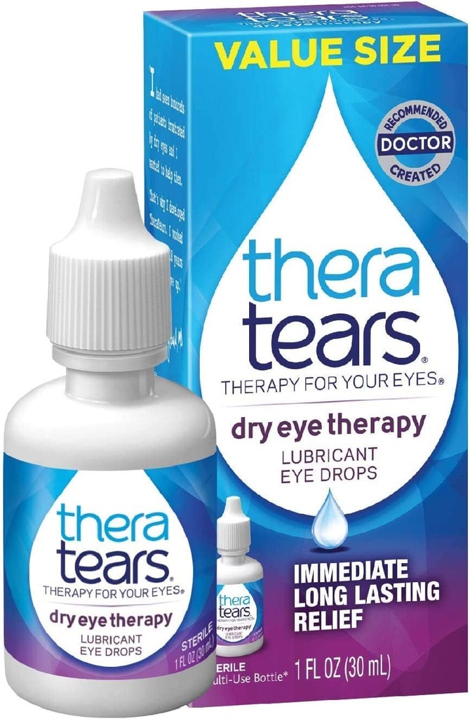 TheraTears Dry Eye Therapy Lubricant Eye Drops Twin Pack (2 x 30ml fľaše) + 1,0 Fl Oz Fľaša