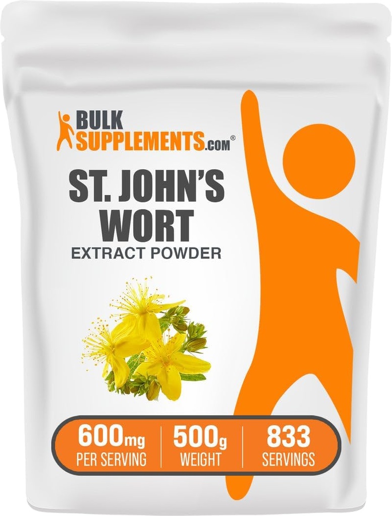 BulkSupplementments.com extrakt z ľubovníka bodkovaného - St. Johns World Supplement, bylinný doplnok pre Mood - Vegan & Gluten Free, 600mg per Serving, 500g (1,1 lbs) (Pack of 1)