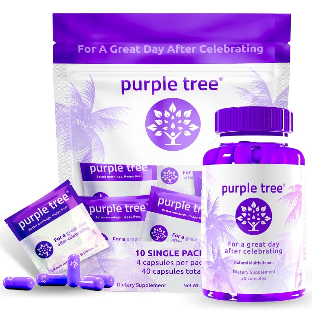 fialový strom Post-celebrácia Wellness fľaša + balenie Kit Combo, podpora pečene, Rýchla hydratácia, Body Replenisher 