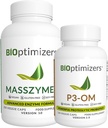 BiOptimizery - P3-OM a MassZymes Bundle - Premium Digestive Enzymes and Probiotiká pre ženy a mužov - Doktor-formulované (250 MassZymes kapsuly, 120 P3-OM kapsuly)