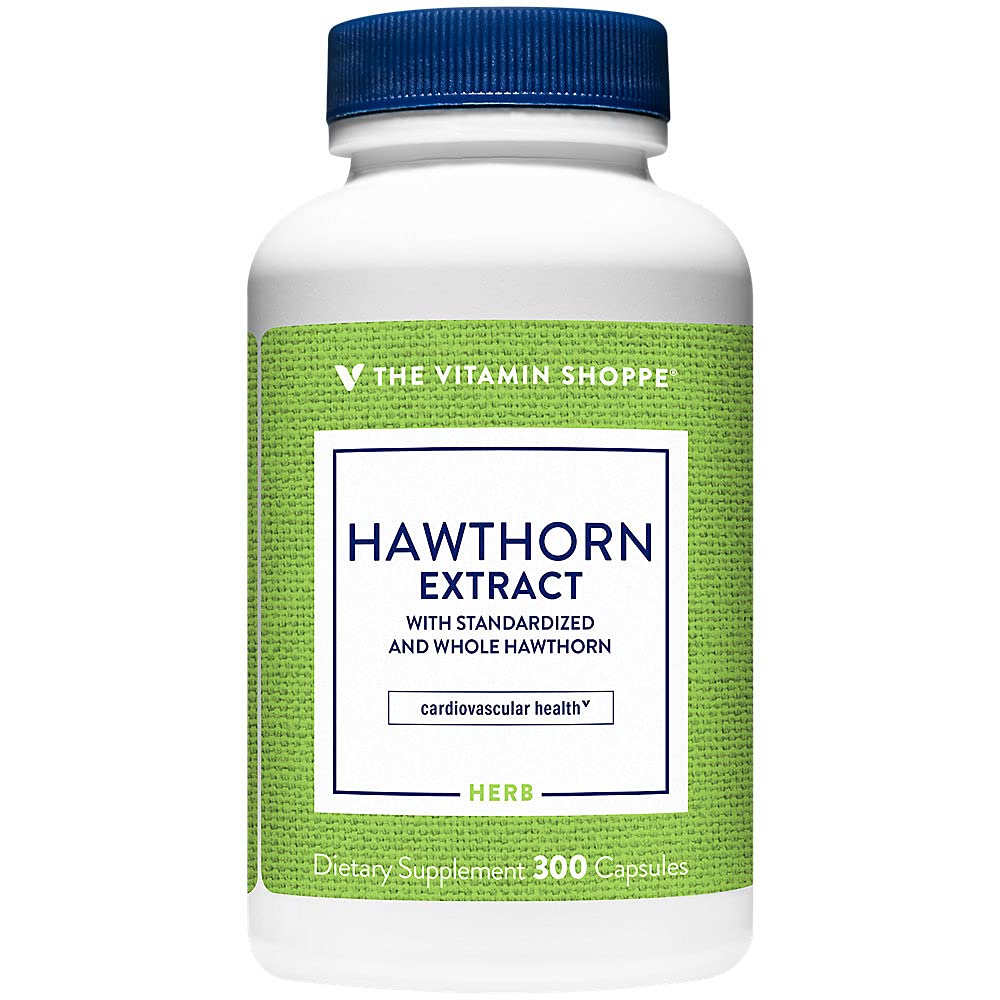 Vitamín Shoppe Hawthorn extrakt, so štandardizovaným a celým Hawthorn, výkonný antioxidant, ktorý podporuje kardiovaskulárne zdravie, podporuje celulárne zdravie (300 kapsúl)