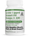 TURNER Nový Zéland Zelený Lipped Omega-3 Mussel Oil, 53x Vyššia potencia s UAF1000+ Super Antioxidant pre Superior Joint Comfort & Mobility, Žiadne ryby dochuť, 1 fľaša, 120 Softgels