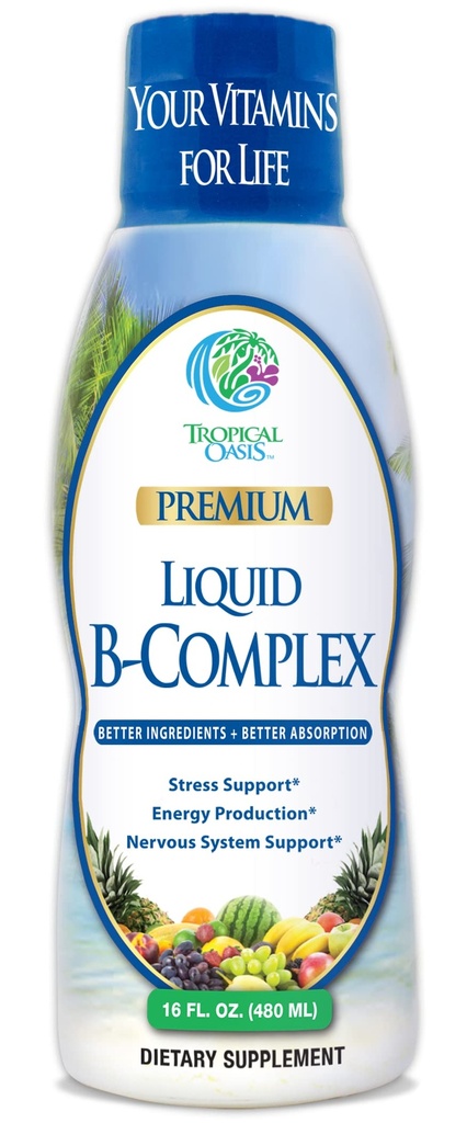 Premium Liquid B Complex Vitamín - rýchle Absorbovanie Tekuté B- Complex Supplement w/ all 8 B-vitamíny, PLUS energizujúce bylinné zmesi w/ Ginseng, Ginkgo, a Eleuthero Root - Vegan, NON- GMO - 16oz, 32 Serv